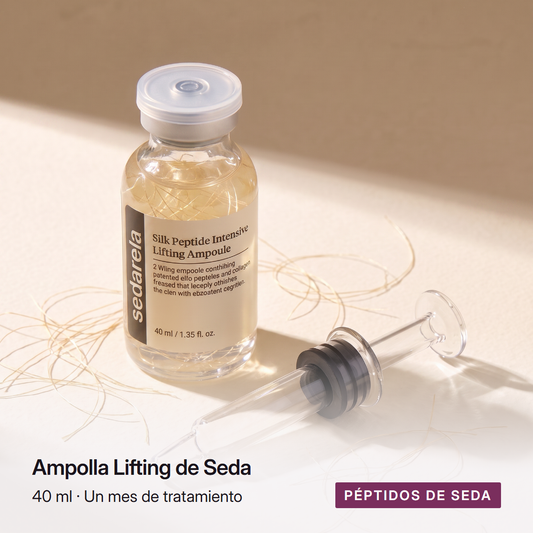 Ampolla Lifting de Seda de Sedarela, 40 ml, junto a su aplicador de cristal